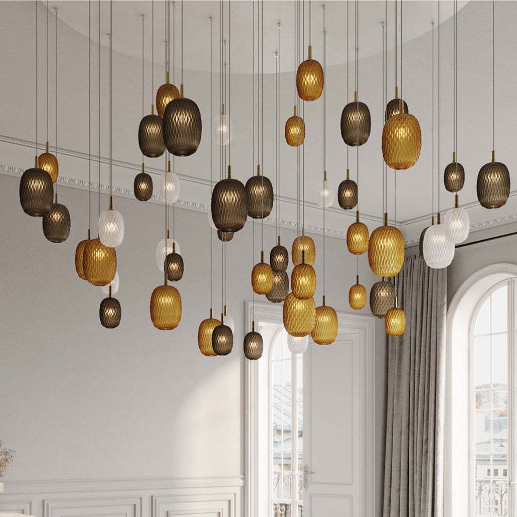 Geometric Stained Glass Ball Pendant Light -Homdiy