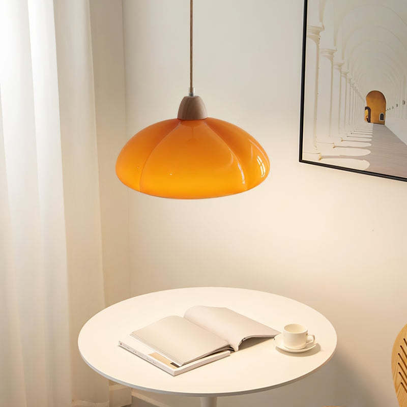 Vintage Pumpkin Glass Pendant Hanging Lamp -Homdiy