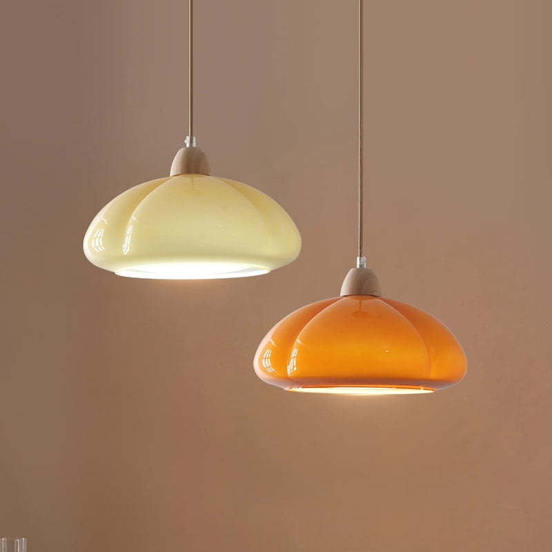 Vintage Pumpkin Glass Pendant Hanging Lamp -Homdiy