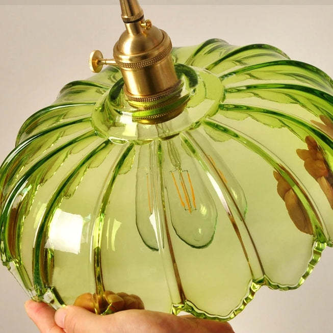 Vintage Scalloped Glass Flower Pendant Light -Homdiy
