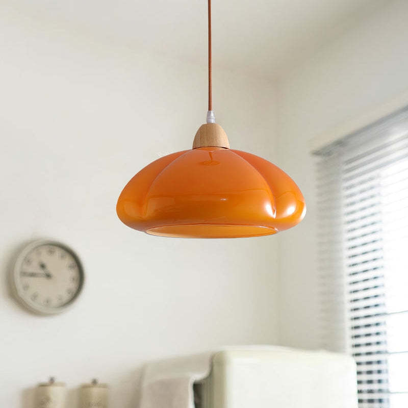 Vintage Pumpkin Glass Pendant Hanging Lamp -Homdiy