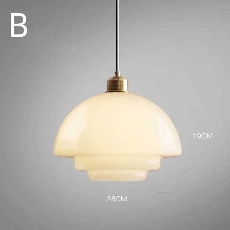Mid Century Art Milk White Glass Pendant Light -Homdiy