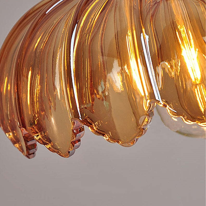 Vintage Scalloped Glass Flower Pendant Light -Homdiy