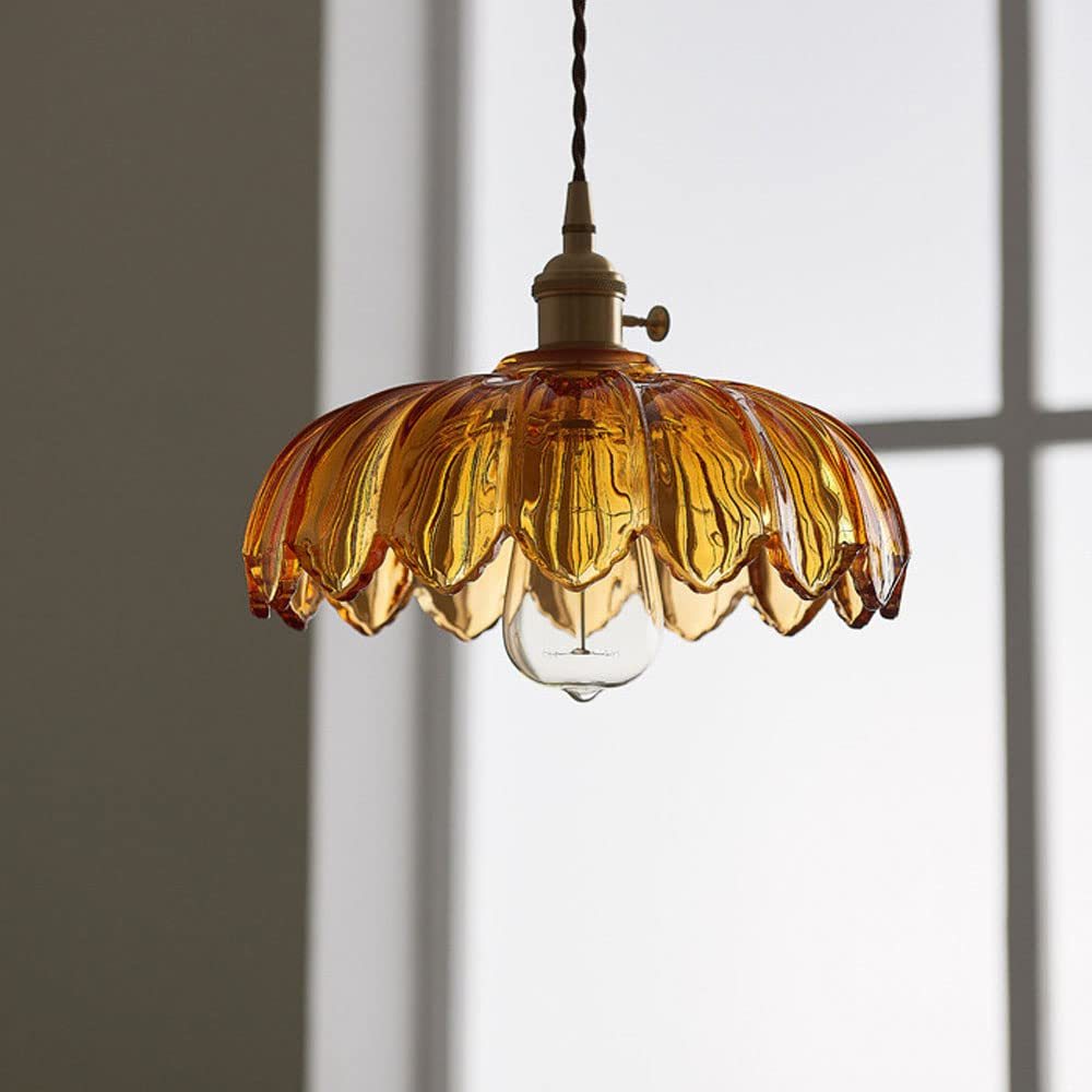 Vintage Scalloped Glass Flower Pendant Light -Homdiy