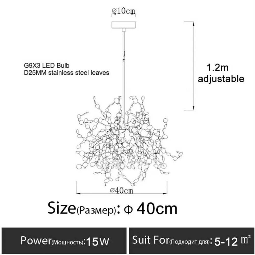 Decorative Tree Leaf Stainless Steel Pendant Light -Homdiy