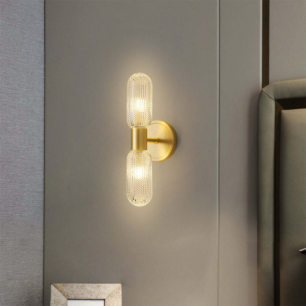 Gold Brass 2-Lights Indoor Wall Sconce -Homdiy