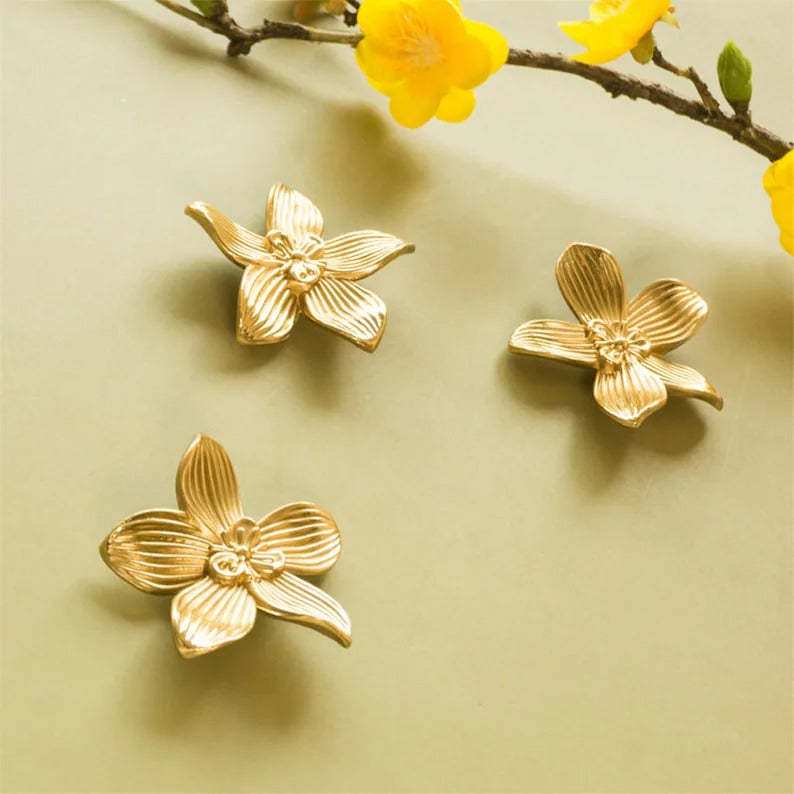 Gold Flower Brass Cabinet Knobs And Drawer Pulls -Homdiy