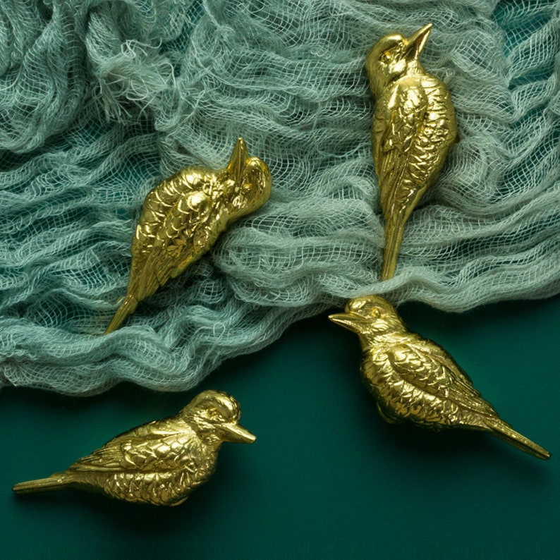 Gold Brass Bird Cabinet Knobs