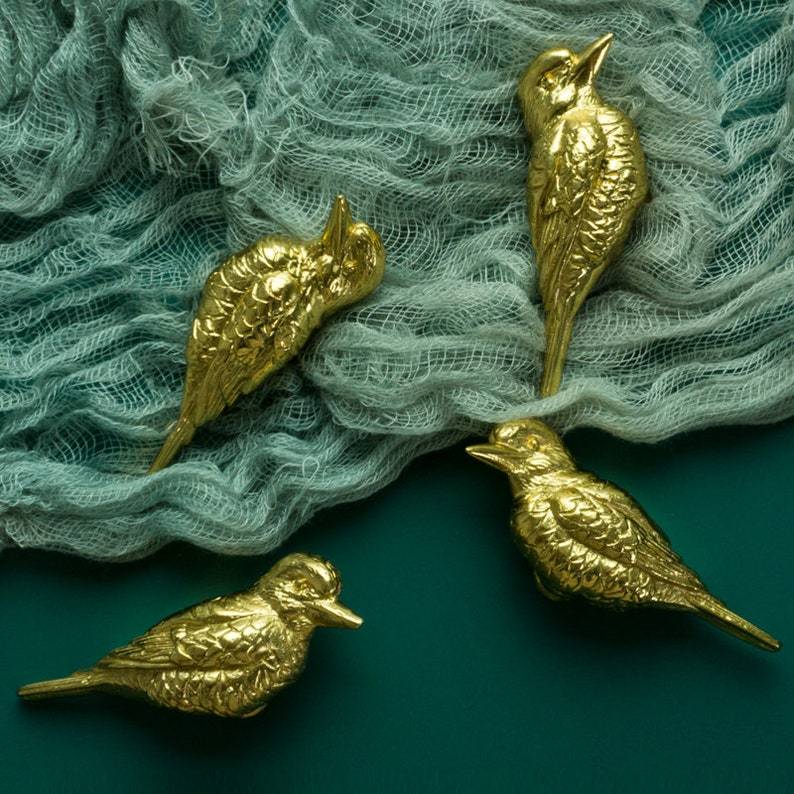 Gold Brass Bird Cabinet Knobs