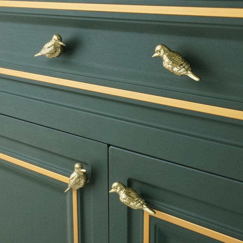 Gold Brass Bird Cabinet Knobs