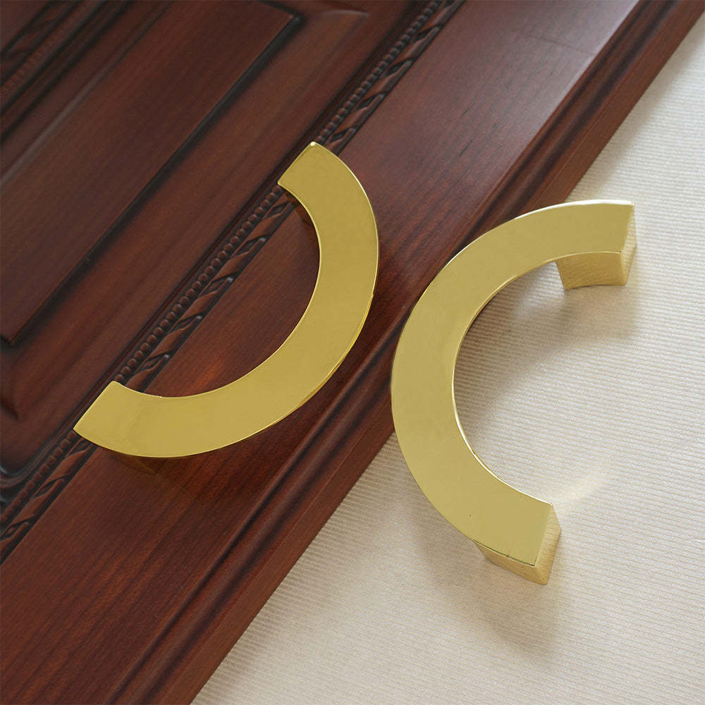 Modern Semicircle Brass Cabinet Handles for Kitchen -Homdiy