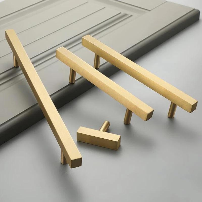 12 Pack Modern Stainless Steel Brushed Brass Cabinet Pulls Handles -Homdiy