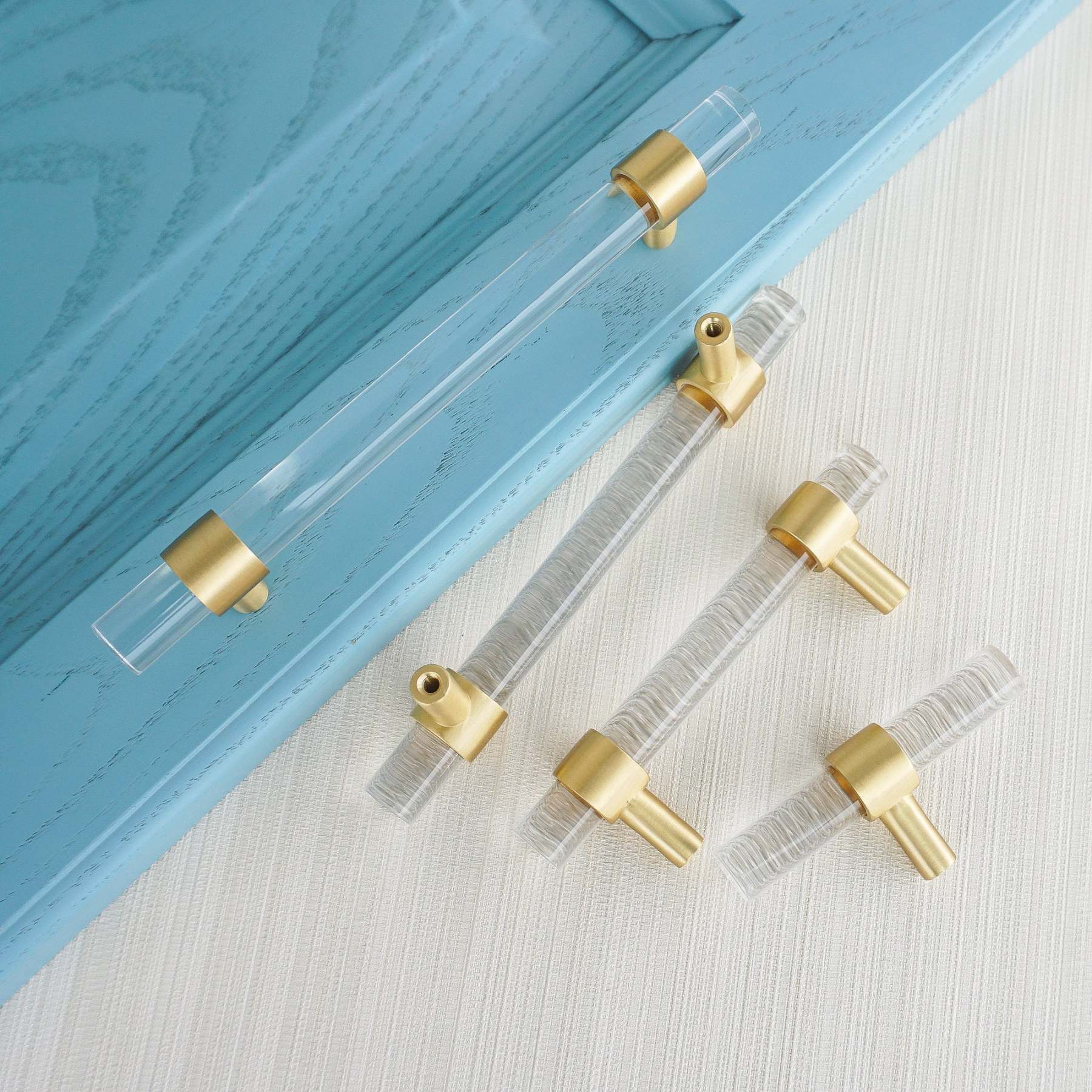 Clear Acrylic Cabinet Pulls Crystal Drawer Knob Pull Dresser Handles -Homdiy