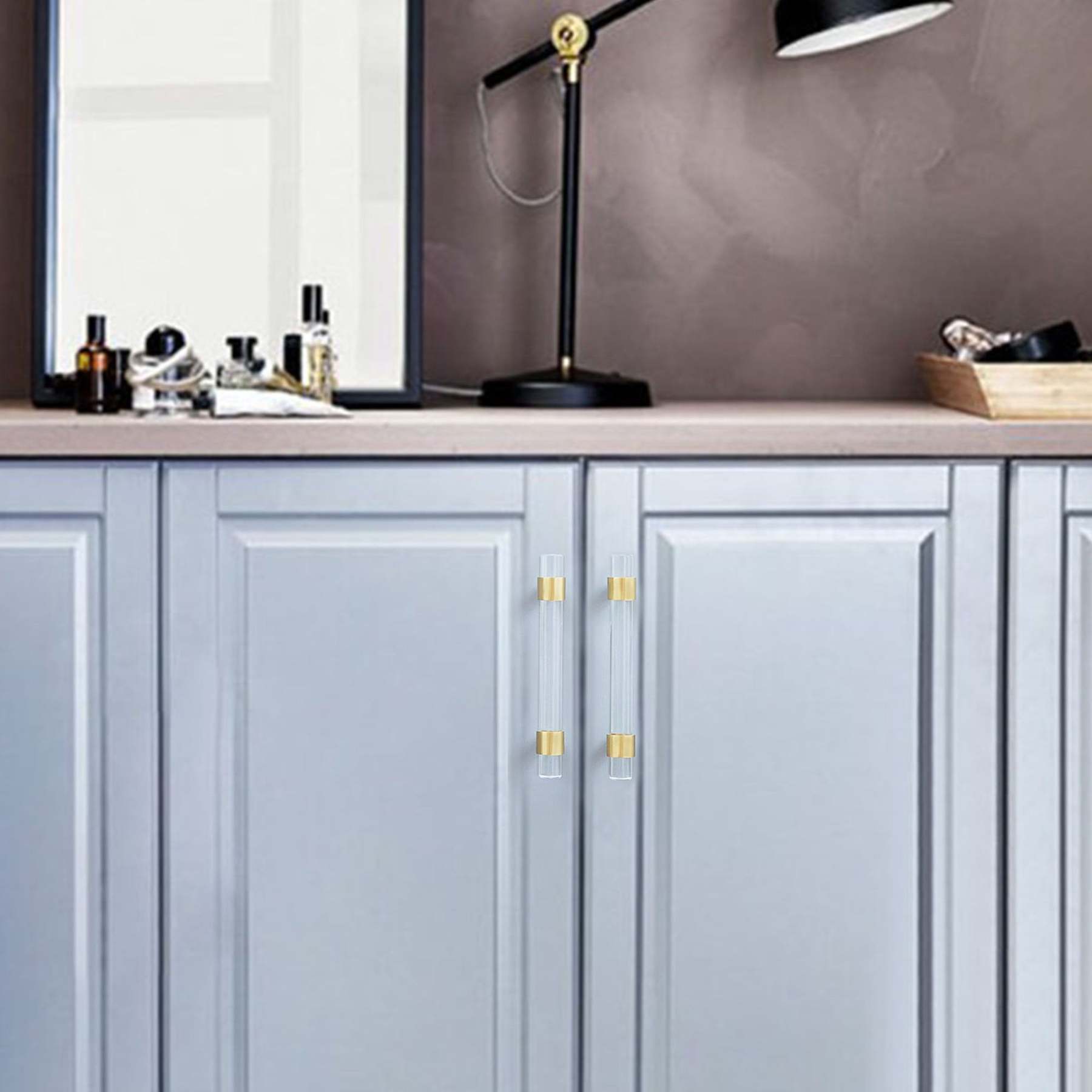 Clear Acrylic Cabinet Pulls Crystal Drawer Knob Pull Dresser Handles -Homdiy