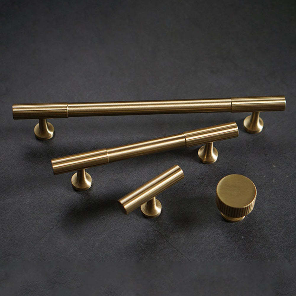 Linear Knurled Solid Brass Cabinet Handles and Knobs -Homdiy