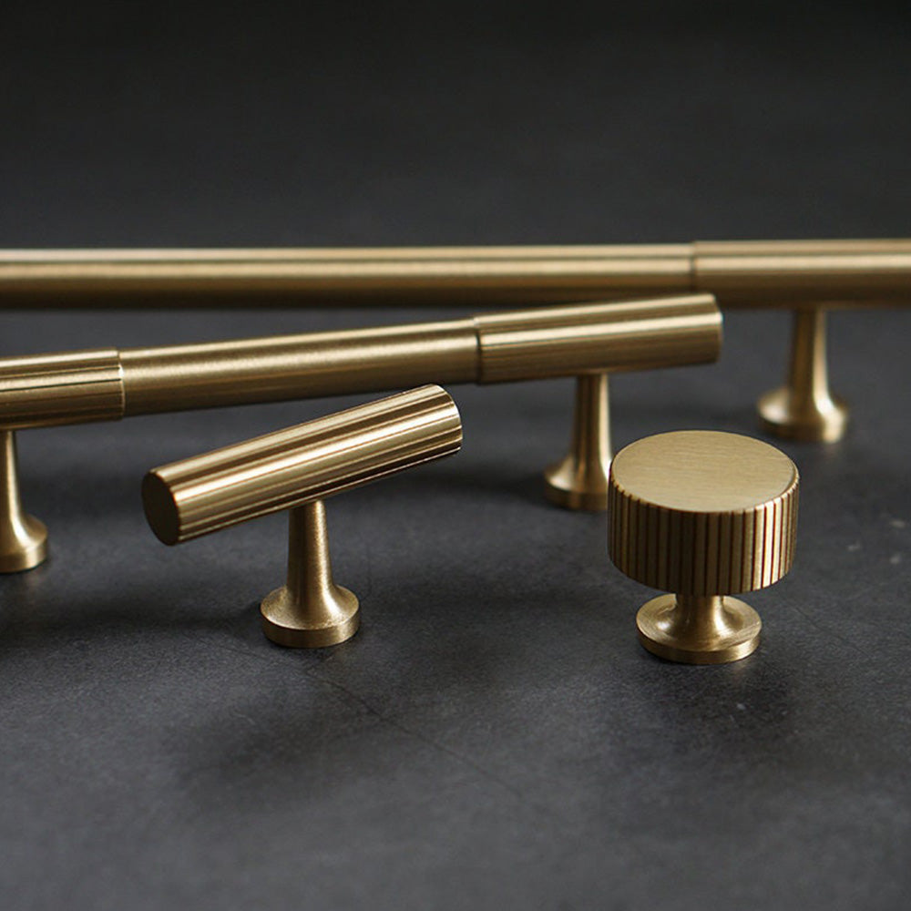 Linear Knurled Solid Brass Cabinet Handles and Knobs -Homdiy