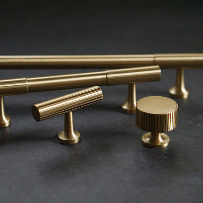 Linear Knurled Solid Brass Cabinet Handles and Knobs -Homdiy