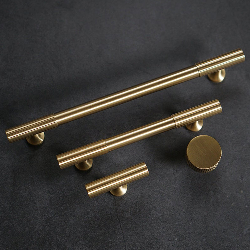 Linear Knurled Solid Brass Cabinet Handles and Knobs -Homdiy