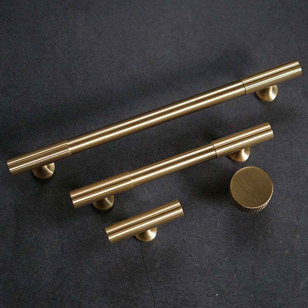 Linear Knurled Solid Brass Cabinet Handles and Knobs -Homdiy