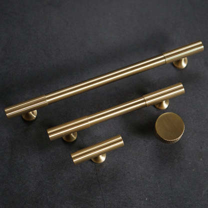 Linear Knurled Solid Brass Cabinet Handles and Knobs -Homdiy