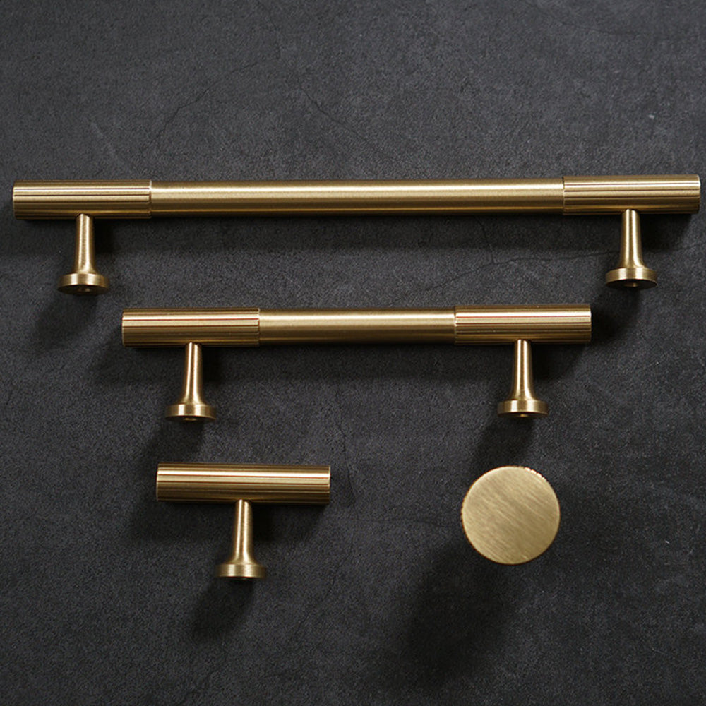Linear Knurled Solid Brass Cabinet Handles and Knobs -Homdiy