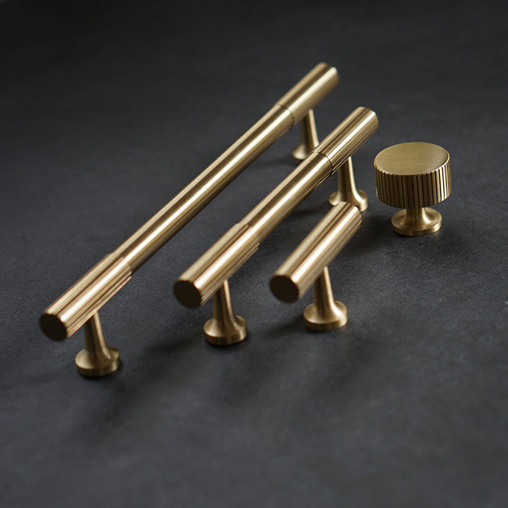 Linear Knurled Solid Brass Cabinet Handles and Knobs -Homdiy