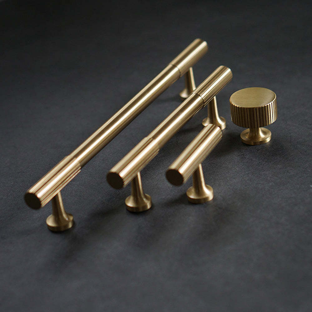 Linear Knurled Solid Brass Cabinet Handles and Knobs -Homdiy
