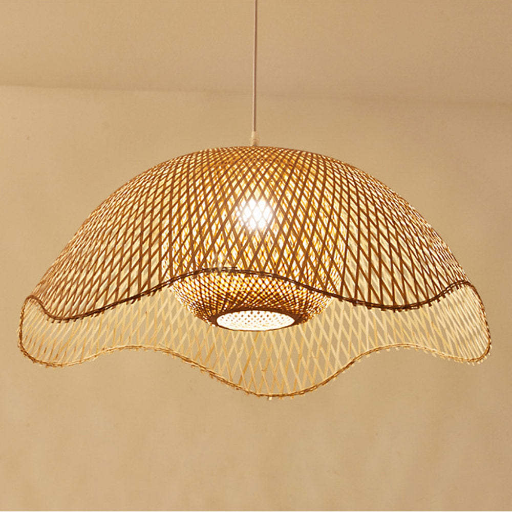 Bamboo Woven Hanging Lighting Wicker Pendant Light -Homdiy