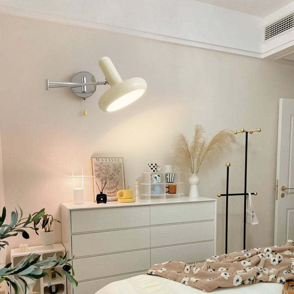 Modern White Bauhaus Adjustable Angle Swing Arm Wall Lamp -Homdiy