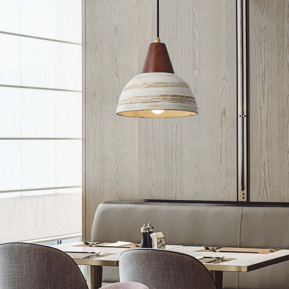 Vintage Walnut Ceramic Pendant Lamp -Homdiy