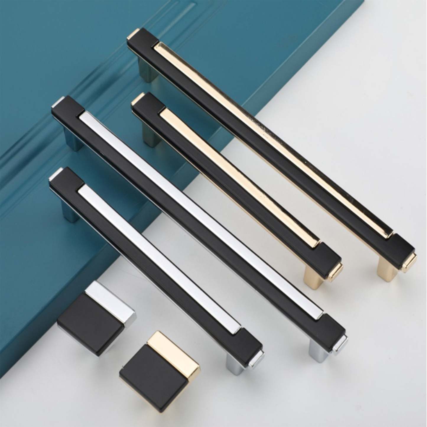 Zinc Alloy Modern Gold Black Chrome Kitchen Handles