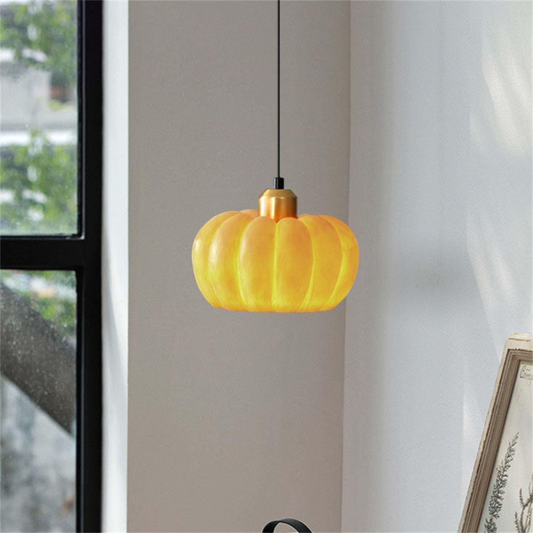 Yellow Pumpkin Pendant Light -Homdiy