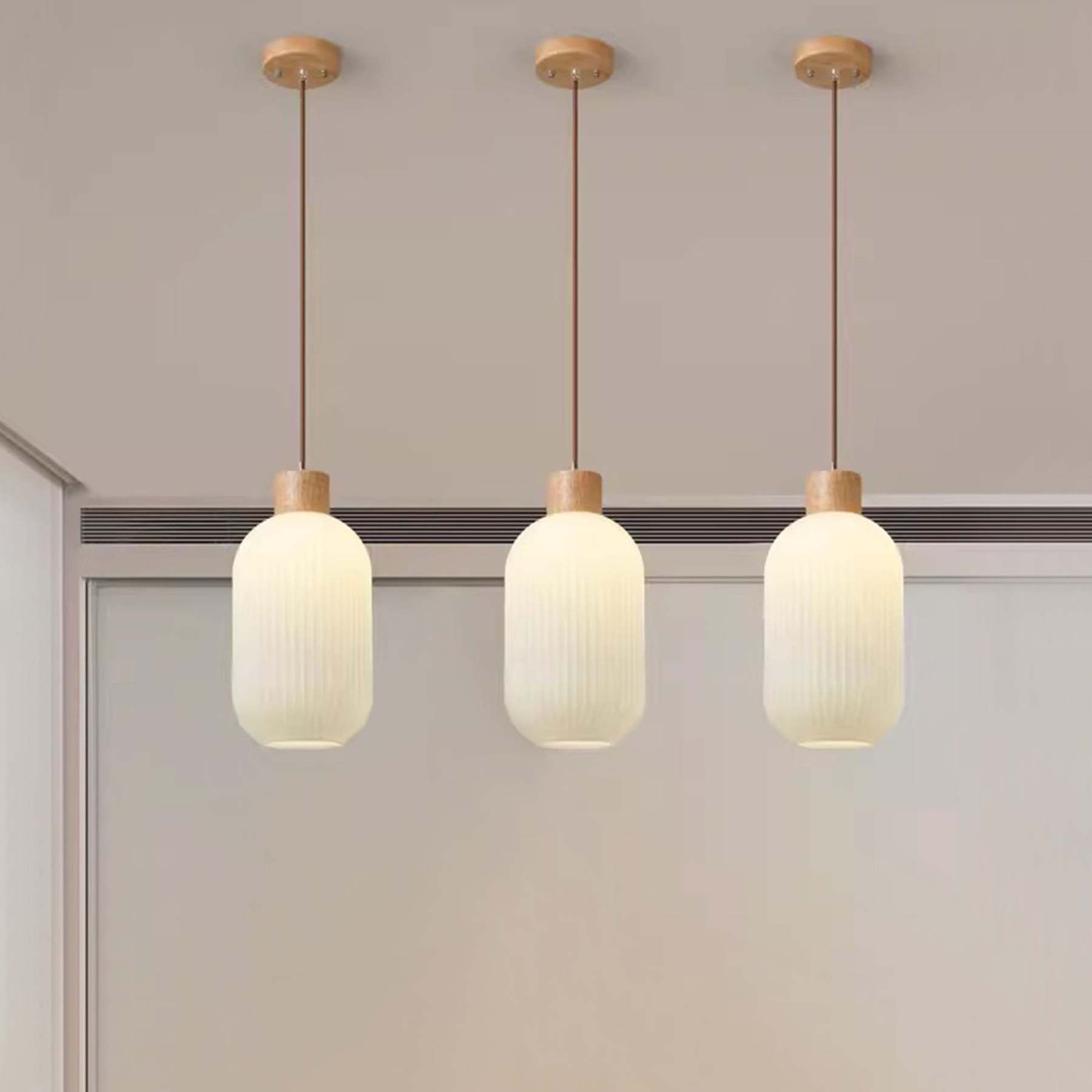 Nordic White Lantern Glass Pendant Lamp -Homdiy