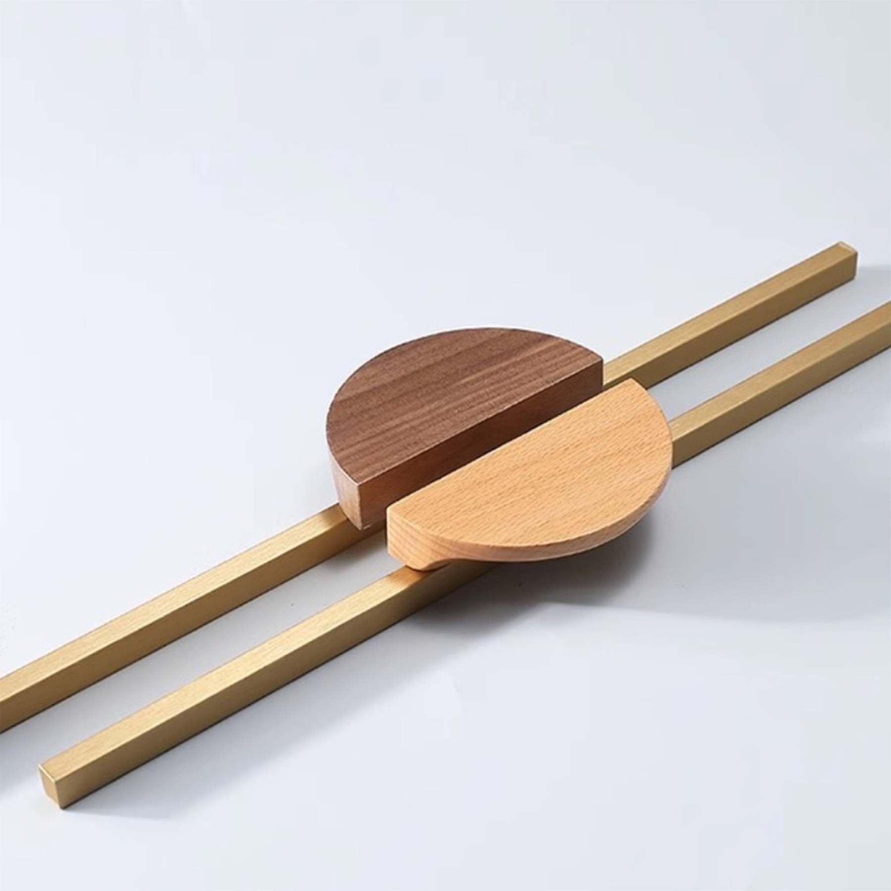 Semicircle Wooden Natural Walnut Wardrobe Pulls -Homdiy