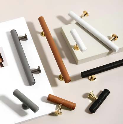 Leather Drawer Pulls Handles Wardrobe Dresser Knobs