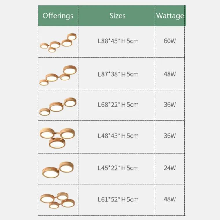 Multi Heads Wood LED Living Room Ceiling Lights