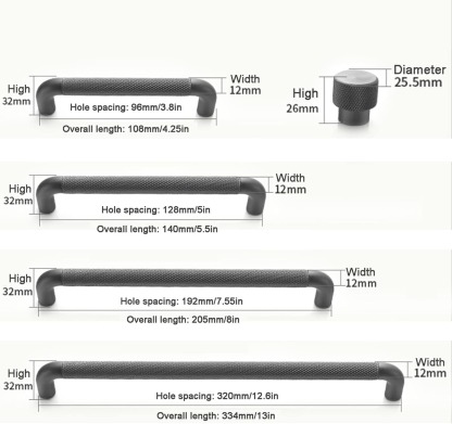 Modern Long Texture Brown Gray Cupboard Cabinet Pulls Handles