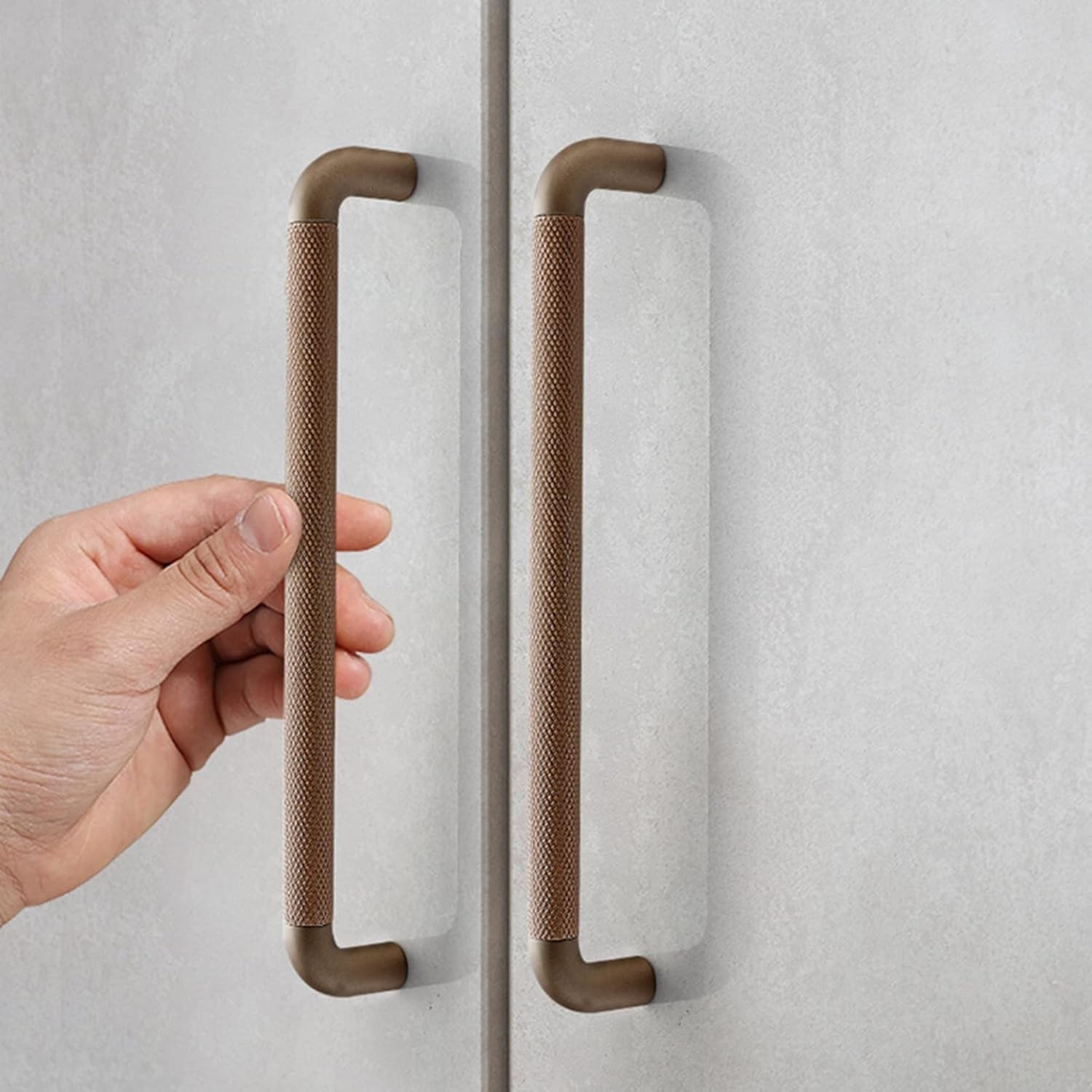 Modern Long Texture Brown Gray Cupboard Cabinet Pulls Handles