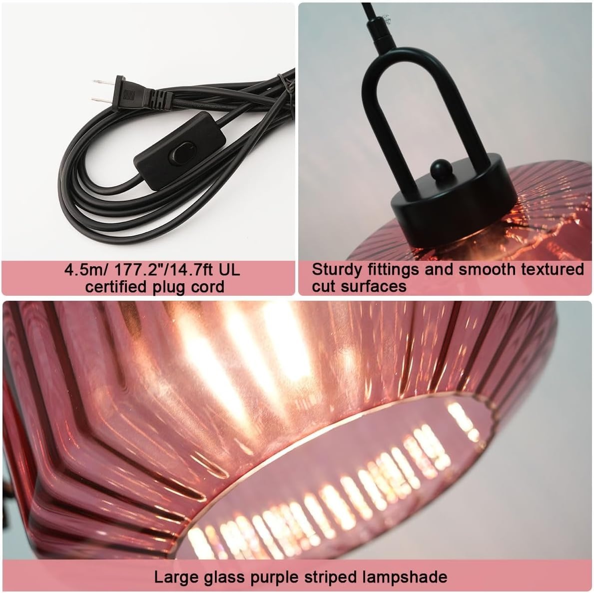 Farmhouse Plug-in Glass Pendant Light For Kitchen Island