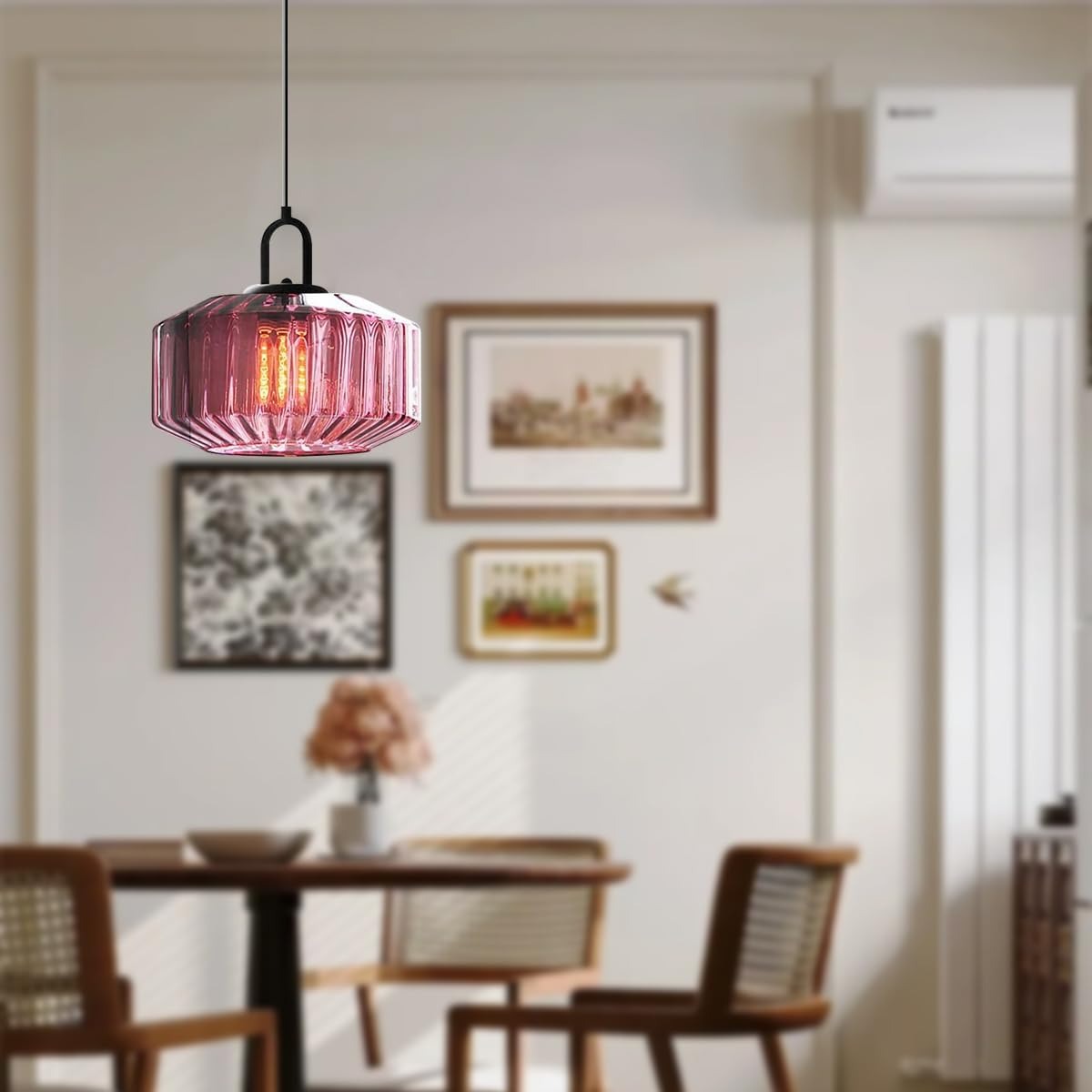 Farmhouse Plug-in Glass Pendant Light For Kitchen Island
