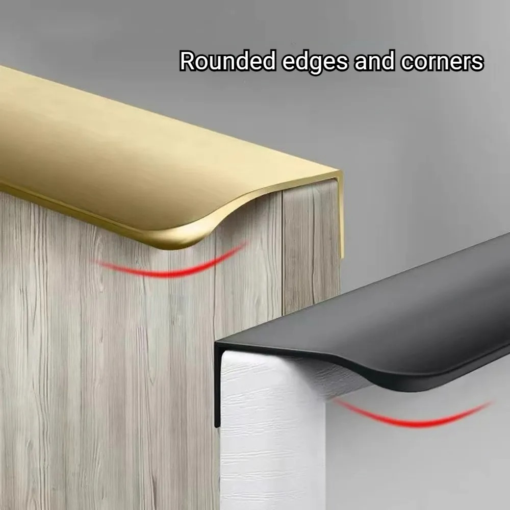 Modern Invisible Metal Cabinet Edge Pulls for Kitchen Drawers
