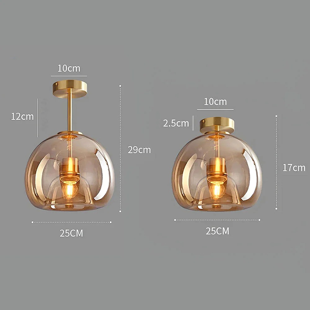 Homdiy Ceiling Lamp Vintage Bubble Glass Semi Flush Ceiling