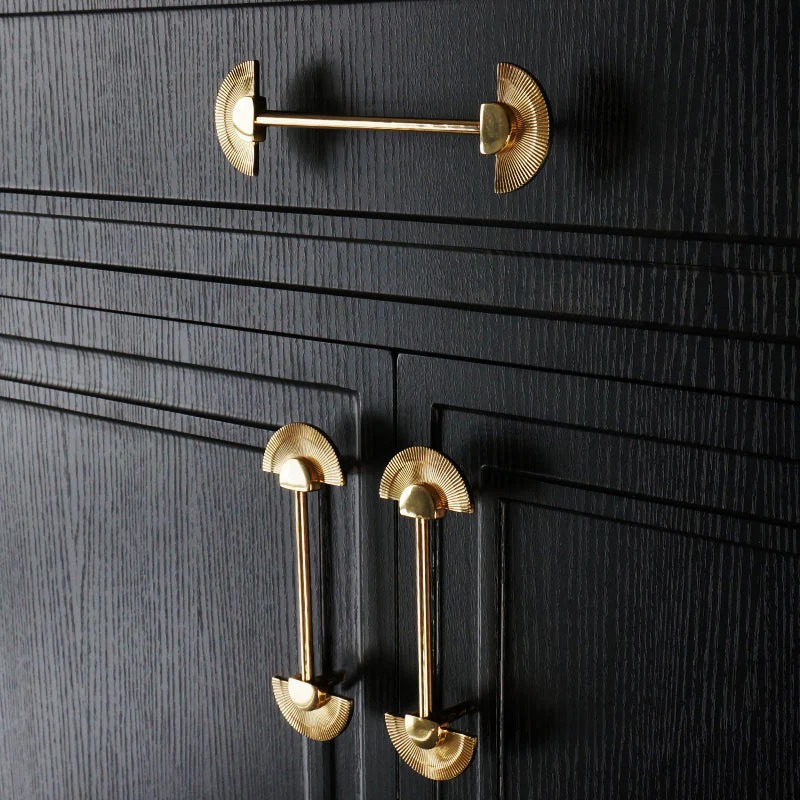 Gold Brass Scalloped Handle Wardrobe Cabinet Pulls