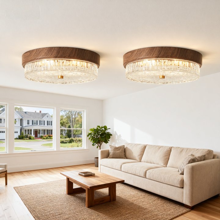 Set of 2 Luxury Glass Shade LED Ceiling Light