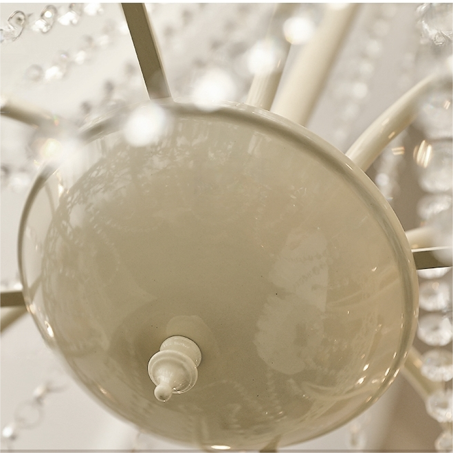 Vintage White Metal & Glass Geometric Candelabra Chandelier Light -Homdiy