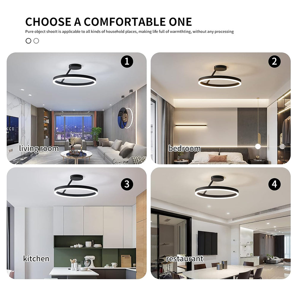 Circle Minimalist Metal LED Living Room Ceiling Light