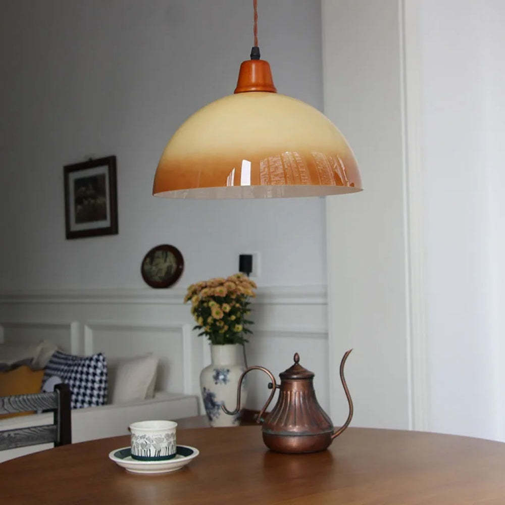 Retro Amber Glass Farmhouse Pendant Light -Homdiy