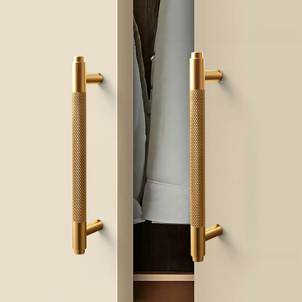 Gold Metal Cabinet Drawer Knurled Pulls