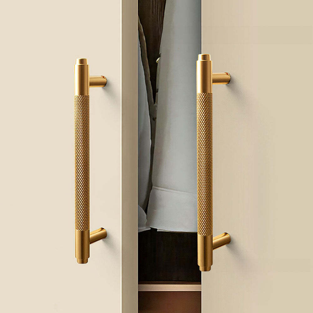 Gold Metal Cabinet Drawer Knurled Pulls