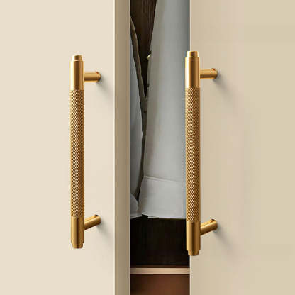 Gold Metal Cabinet Drawer Knurled Pulls